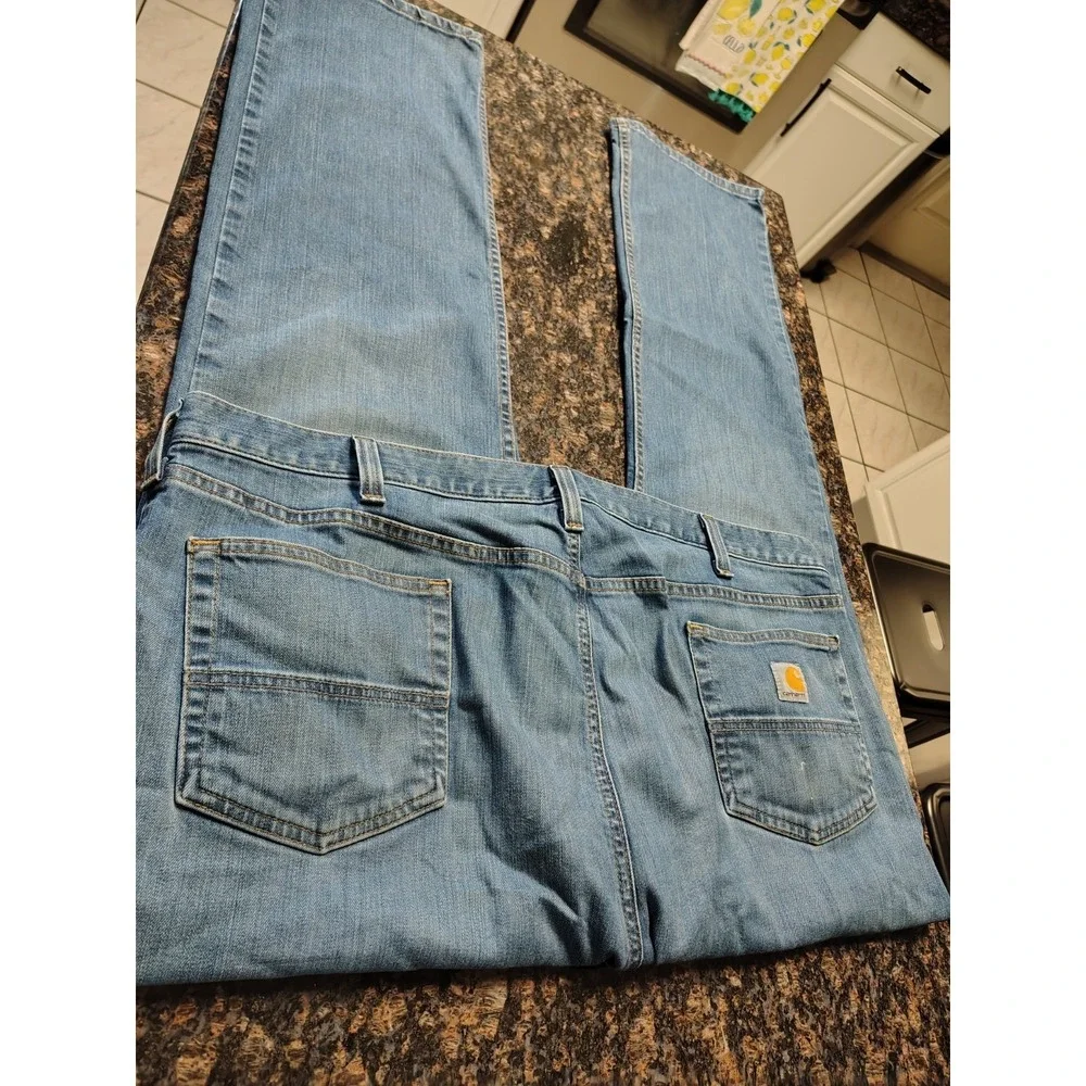 Carhartt Relaxed Fit Jeans Mens 44x34  Dark Wash Denim Work Wear